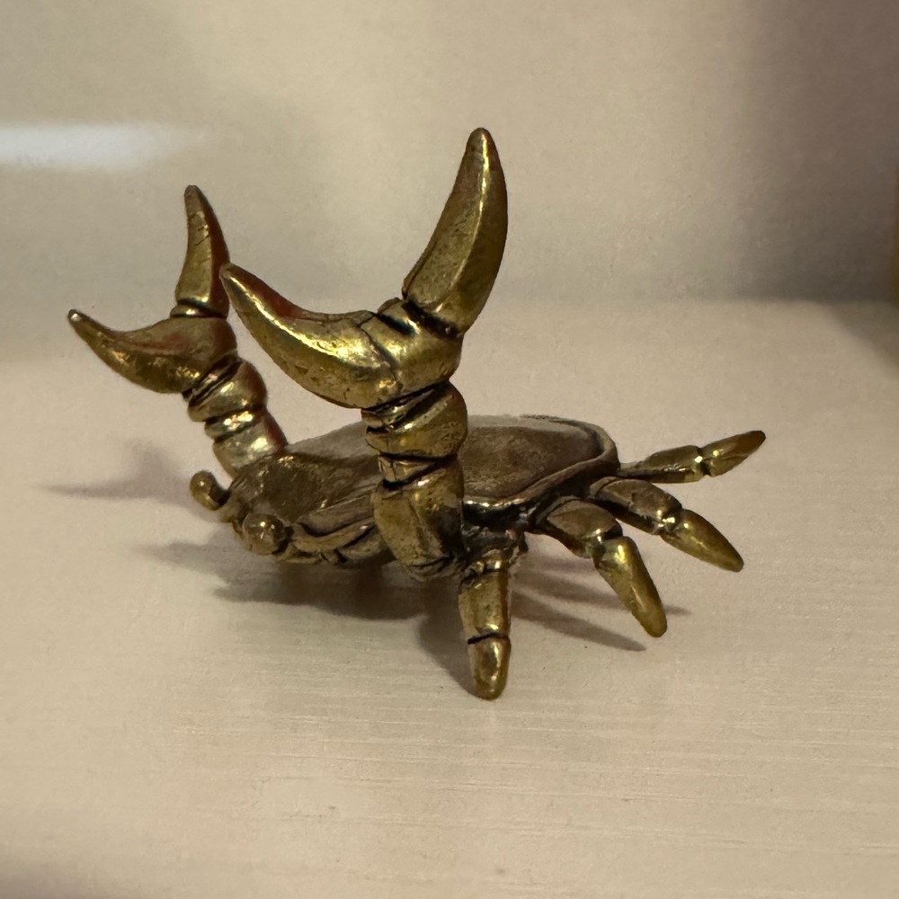 Brass Metal Decorative Crab Crawfish Pen Holder Desk Figurine - Picture 2 of 9